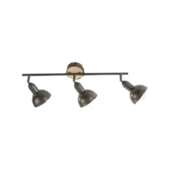 LED Deckenleuchte 3-flammig Metall Holz-natur grau Spots schwenkbar