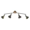 LED Deckenleuchte 4-flammig Metall Holz-natur grau Spots schwenkbar