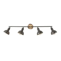 LED Deckenleuchte 4-flammig Metall Holz-natur grau Spots schwenkbar