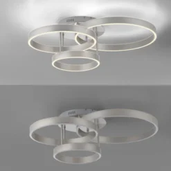 LED Deckenleuchte 3 flammig silber Up- Downlight dimmbar Fernbedienung