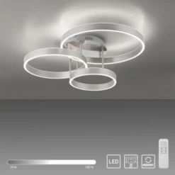 LED Deckenleuchte 3 flammig silber Up- Downlight dimmbar Fernbedienung