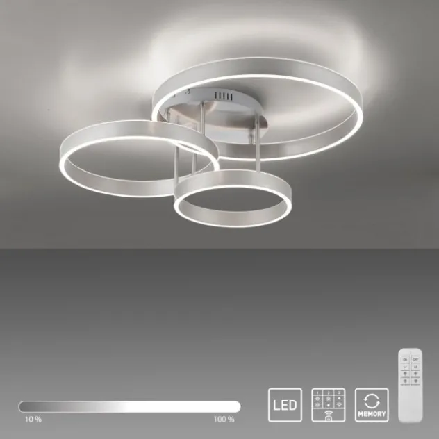 LED Deckenleuchte 3 flammig silber Up- Downlight dimmbar Fernbedienung