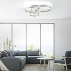 LED Deckenleuchte 3 flammig silber Up- Downlight dimmbar Fernbedienung