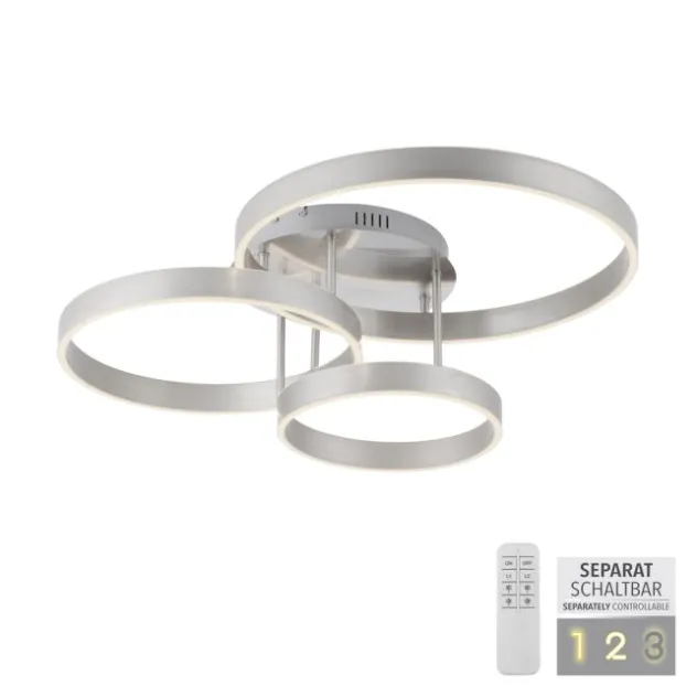 LED Deckenleuchte 3 flammig silber Up- Downlight dimmbar Fernbedienung