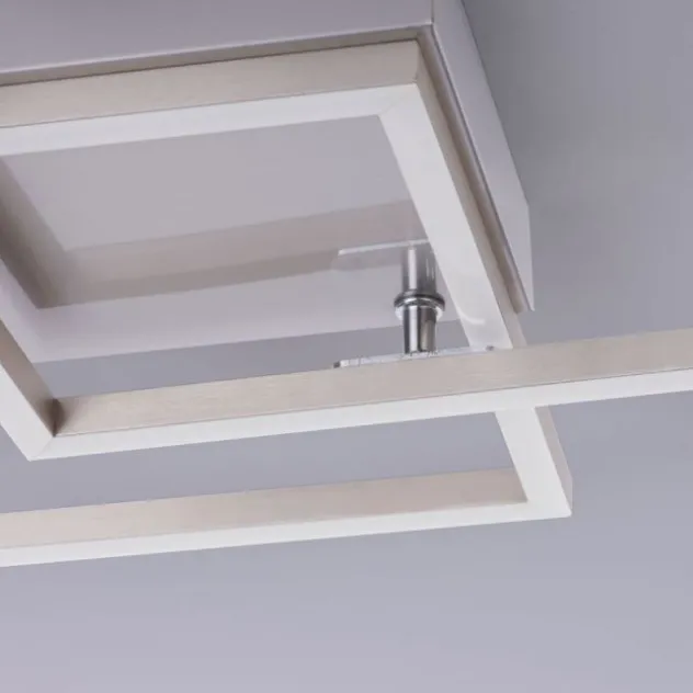 LED Deckenleuchte 2 flammig, stahl quadratisch, warmweiß