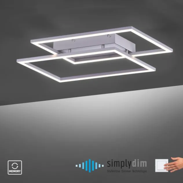 LED Deckenleuchte, futuristsiches Design, stahlfarben, flach,