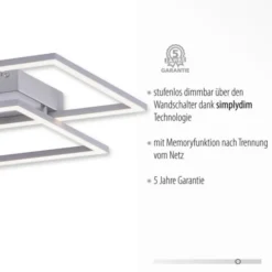 LED Deckenleuchte, futuristsiches Design, stahlfarben, flach,