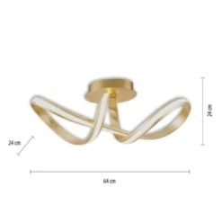 LED Deckenleuchte, goldfarben, elegant, geschwungener Leuchtkörper, modern