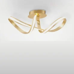 LED Deckenleuchte, goldfarben, elegant, geschwungener Leuchtkörper, modern