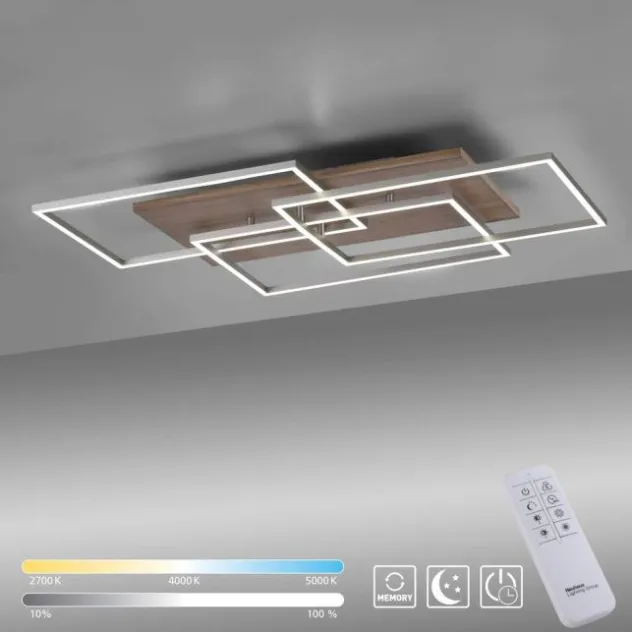 LED-Deckenleuchte, holz, CCT, Fernbedienung, Innenleuchte