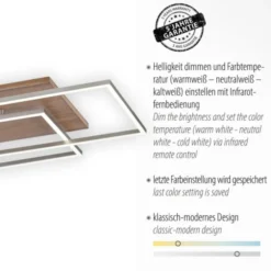 LED-Deckenleuchte, holz, CCT, Fernbedienung, Innenleuchte