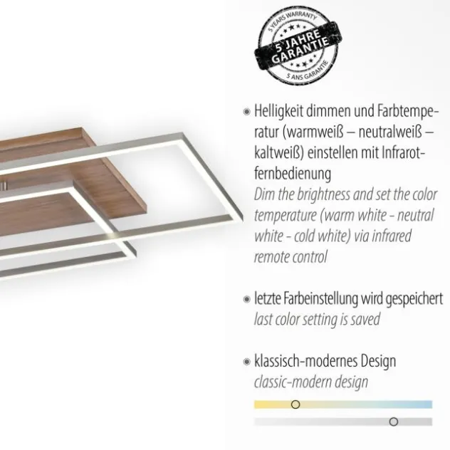 LED-Deckenleuchte, holz, CCT, Fernbedienung, Innenleuchte