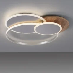 LED-Deckenleuchte, holz, dimmbar, Fernbedienung, Innenleuchte