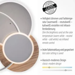 LED-Deckenleuchte, holz, dimmbar, Fernbedienung, Innenleuchte
