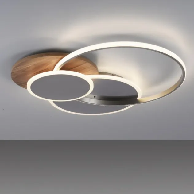 LED-Deckenleuchte, holz, dimmbar, Fernbedienung, Innenleuchte