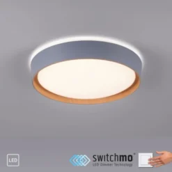 LED Deckenleuchte Holzoptik grau rund dimmbar Wandschalter energiesparend