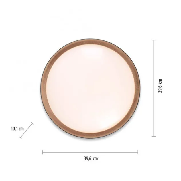 LED Deckenleuchte Holzoptik grau rund dimmbar Wandschalter energiesparend