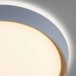 LED Deckenleuchte Holzoptik grau rund dimmbar Wandschalter energiesparend