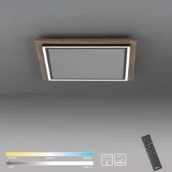 LED-Deckenleuchte, Holzoptik, dimmbar, Fernbedienung, CCT