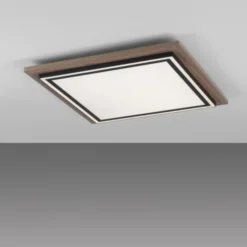 LED-Deckenleuchte, Holzoptik, dimmbar, Fernbedienung, CCT