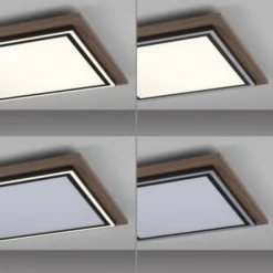 LED-Deckenleuchte, Holzoptik, dimmbar, Fernbedienung, CCT