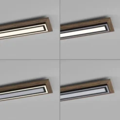 LED-Deckenleuchte, Holzoptik, dimmbar, Fernbedienung, CCT