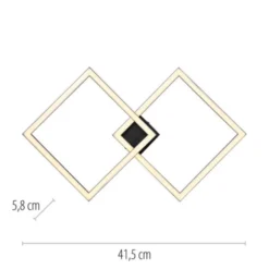 LED Deckenleuchte IVEN, schwarz, 2 Quadrate, flach, warmweiß modern