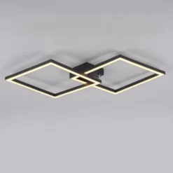 LED Deckenleuchte IVEN, schwarz, 2 Quadrate, flach, warmweiß modern