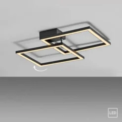 LED Deckenleuchte IVEN, schwarz, 2 Quadrate, flach, warmweiß modern