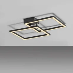 LED Deckenleuchte IVEN, schwarz, 2 Quadrate, flach, warmweiß modern