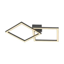 LED Deckenleuchte IVEN, schwarz, 2 Quadrate, flach, warmweiß modern