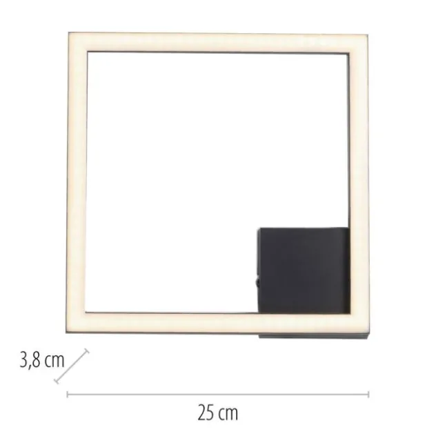 LED Deckenleuchte IVEN, schwarz, 1 quadrat, flach, warmweiß, modern