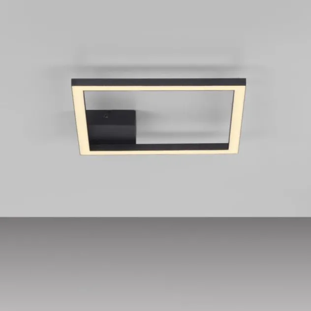 LED Deckenleuchte IVEN, schwarz, 1 quadrat, flach, warmweiß, modern