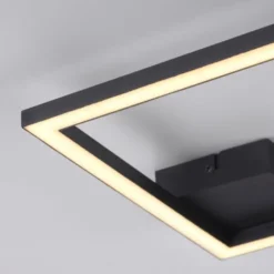 LED Deckenleuchte IVEN, schwarz, 1 quadrat, flach, warmweiß, modern