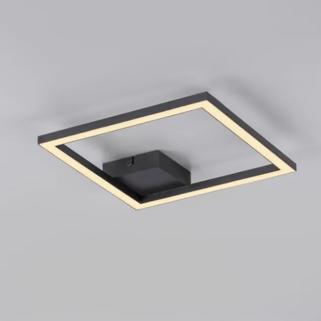 LED Deckenleuchte IVEN, schwarz, 1 quadrat, flach, warmweiß, modern