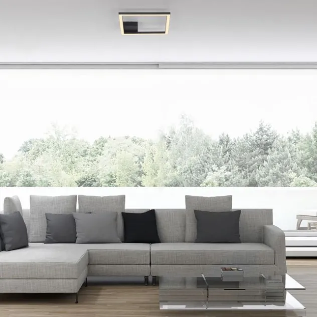 LED Deckenleuchte IVEN, schwarz, 1 quadrat, flach, warmweiß, modern