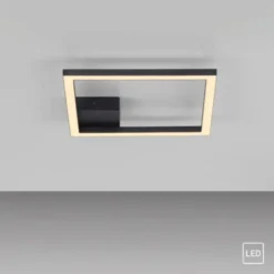 LED Deckenleuchte IVEN, schwarz, 1 quadrat, flach, warmweiß, modern