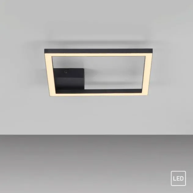 LED Deckenleuchte IVEN, schwarz, 1 quadrat, flach, warmweiß, modern
