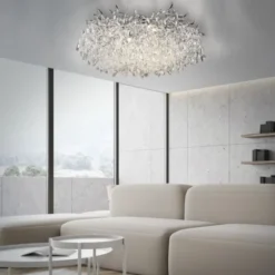 LED Deckenleuchte Kronleuchter chrom glänzend Kristallanhänger