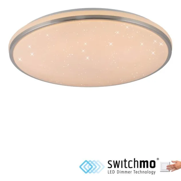 LED Deckenleuchte KYLE, stahl, rund, dimmbar, Sternenhimmeloptik, D 49 cm
