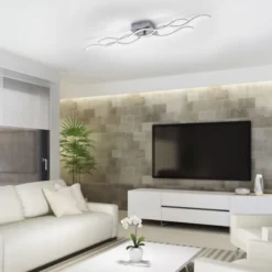 LED-Deckenleuchte, 3 Leuchtarme, Wellenform, warmweiß, energiesparend