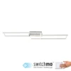 LED Deckenleuchte längliche Rahmen silberfarbig flach 3 Stufen Dimmung