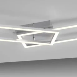 LED Deckenleuchte längliche Rahmen silberfarbig flach 3 Stufen Dimmung