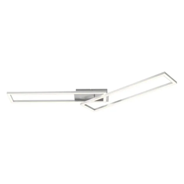 LED Deckenleuchte längliche Rahmen silberfarbig flach 3 Stufen Dimmung