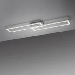 LED Deckenleuchte längliche Rahmen silberfarbig flach 3 Stufen Dimmung