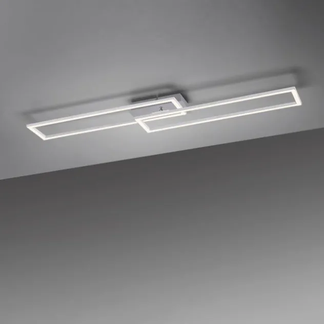 LED Deckenleuchte längliche Rahmen silberfarbig flach 3 Stufen Dimmung