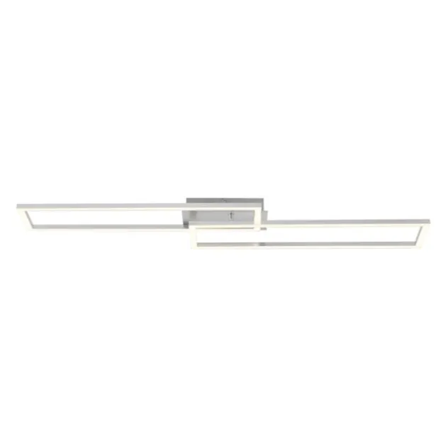 LED Deckenleuchte längliche Rahmen silberfarbig flach 3 Stufen Dimmung