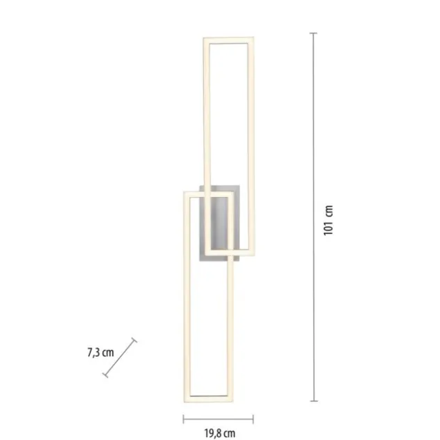LED Deckenleuchte längliche Rahmen silberfarbig flach 3 Stufen Dimmung