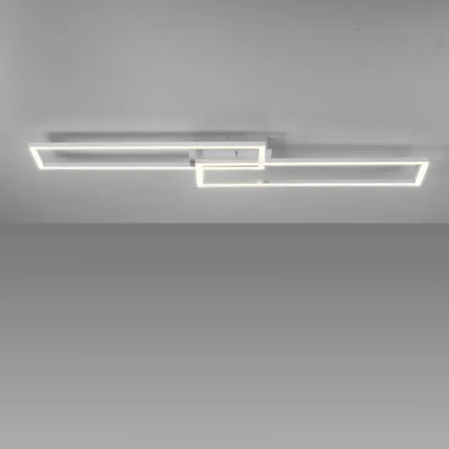 LED Deckenleuchte längliche Rahmen silberfarbig flach 3 Stufen Dimmung