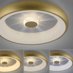 LED Deckenleuchte messing matt rund Kristalleffekte dimmbar